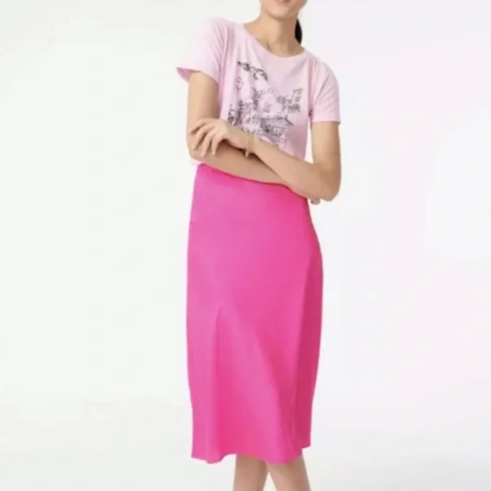 J Crew Gwyneth Slip Skirt in Sold Out Barbie Pink (Worn Once)
